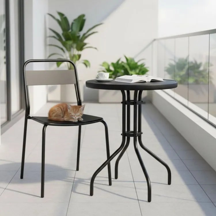 Stolik ogrodowy, balkonowy 60 cm Torello 070-1, czarny, okrągły