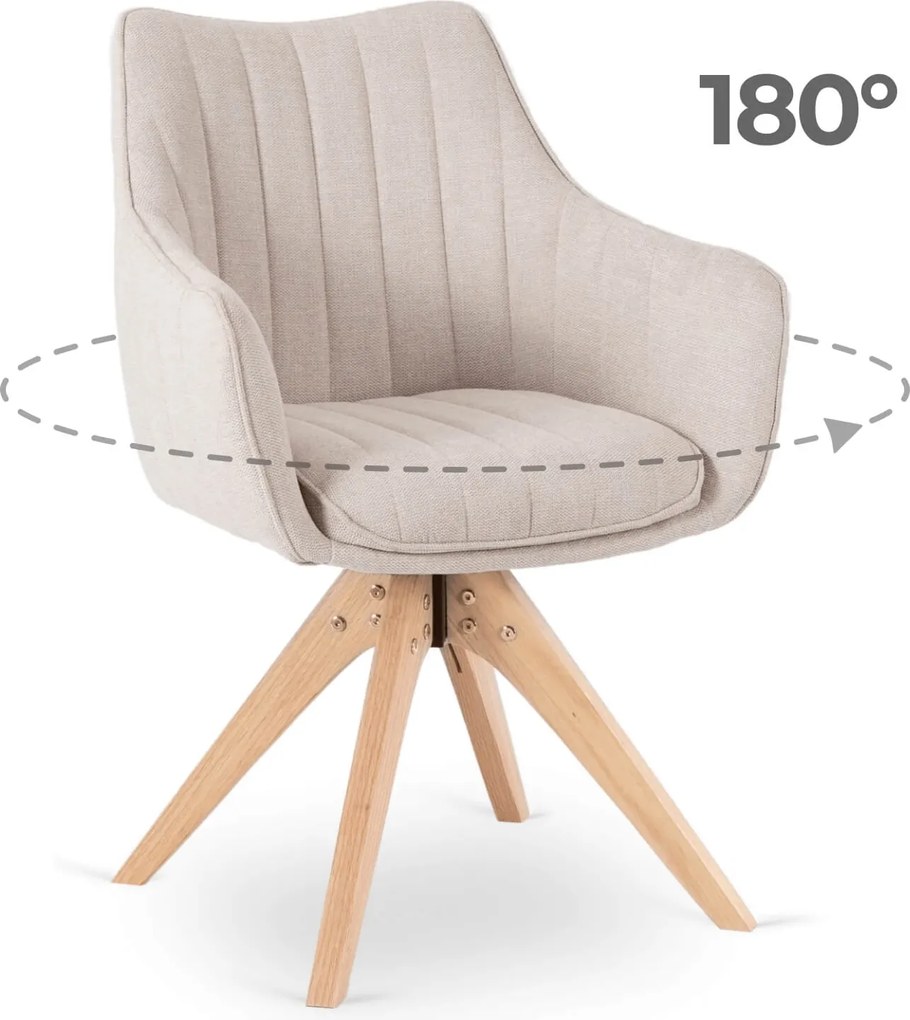 Krzesło Tapicerowane Obrotowe do Salonu LEMON Jasnobeżowe Nowoczesne