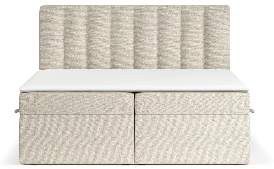 Beżowe łóżko boxspring ze schowkiem 140x200 cm Novento – Maison de Rêve