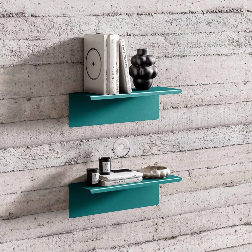 Metalowa półka ścienna Modern Joanne 40 cm, kolor morski