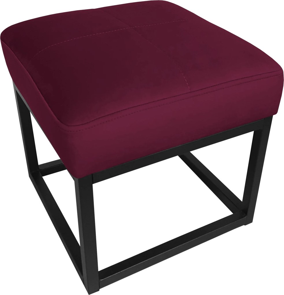 Pufa MAX tkanina Welur loft ławka podnóżek metal : Kolor Stelaża - Czarny , Kolor tkaniny - VELVET - MG02, Typ tkaniny - Velvet