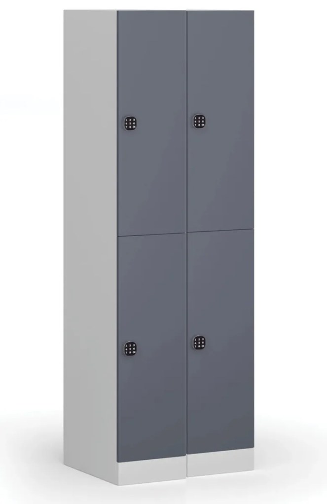 Szafka skrytkowa S1, 2 schowki, 1850 x 300 x 500 mm, zamek kodowy, drzwi niebieskie