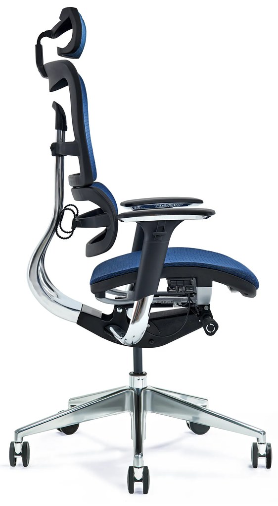 Wysokiej klasy fotel biurowy ergonomiczny ERGO 800-M, tapicerowany tkaniną mesh o jodełkowym splocie, kolory czarny, granatowy, szary. Fotel jest wyposażony w nowoczesne funkcje.