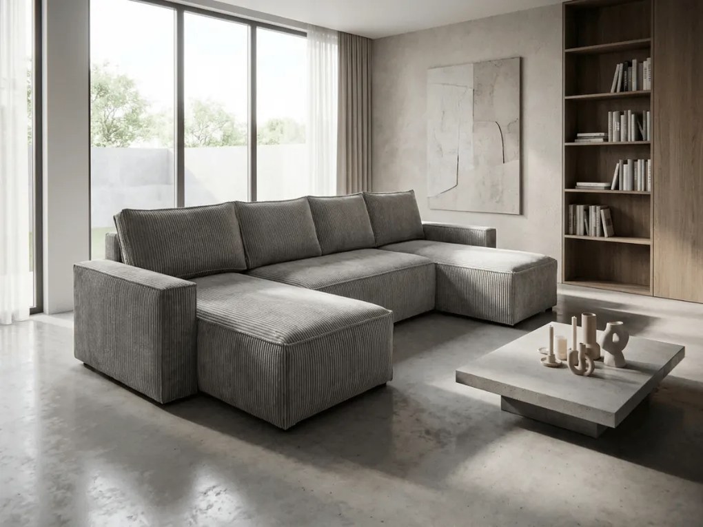 Narożnik w kształcie U SMART COSARO 295x140 cm, jasnoszary