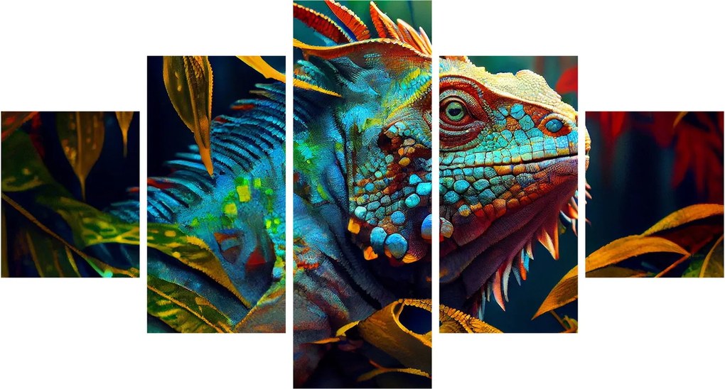 Obraz - Kolorowa iguana (125x70 cm)