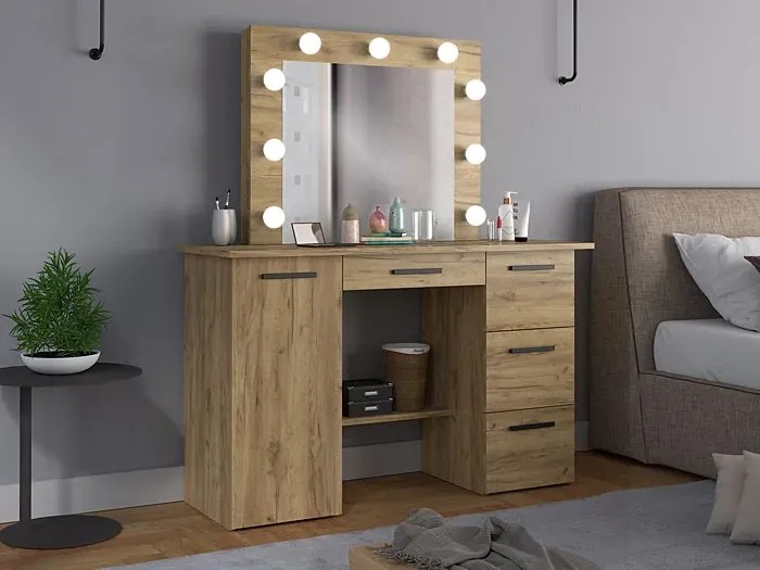 Nowoczesna toaletka z lustrem dąb craft - Katia 4X