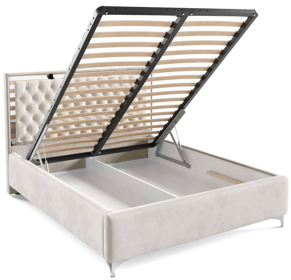 Białe pikowane łóżko w stylu glamour P5-Z45