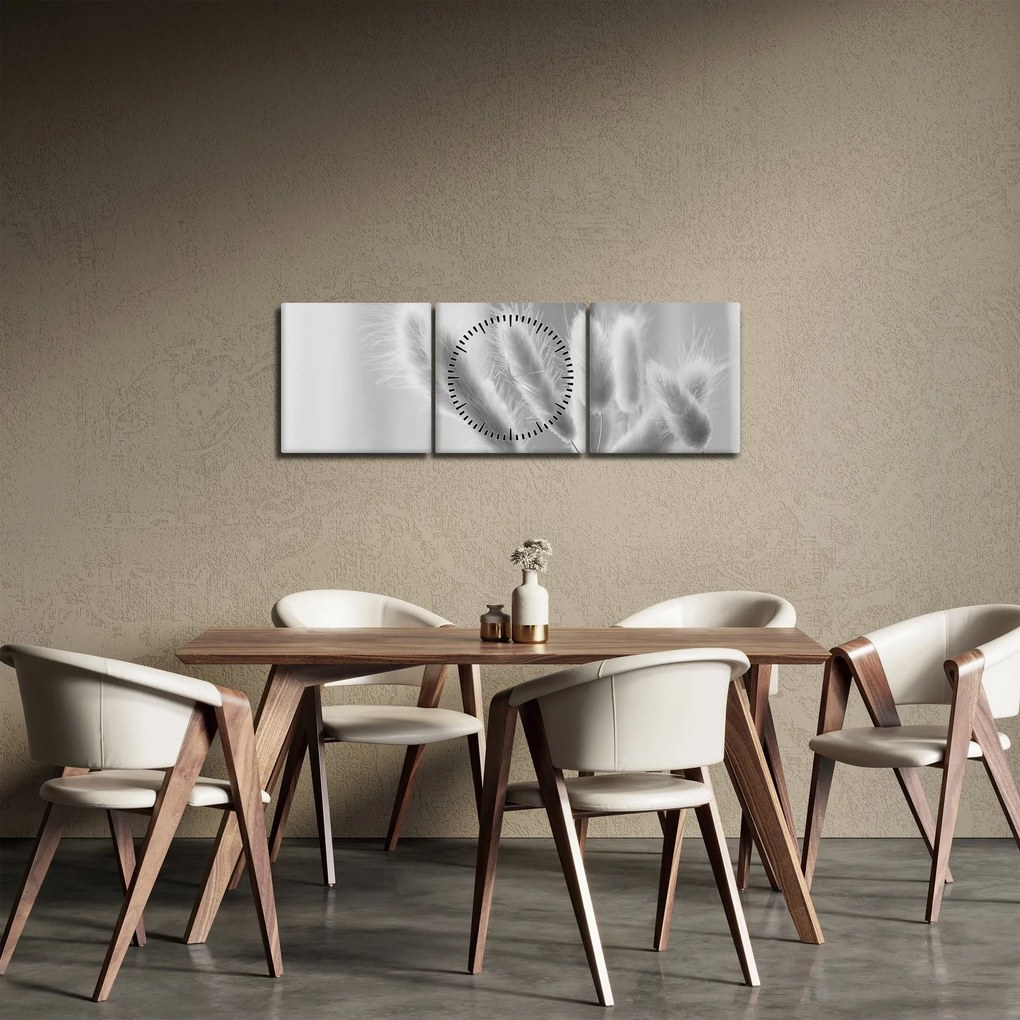 Obraz - Trawa z króliczym ogonkiem (z zegarem) (90x30 cm)
