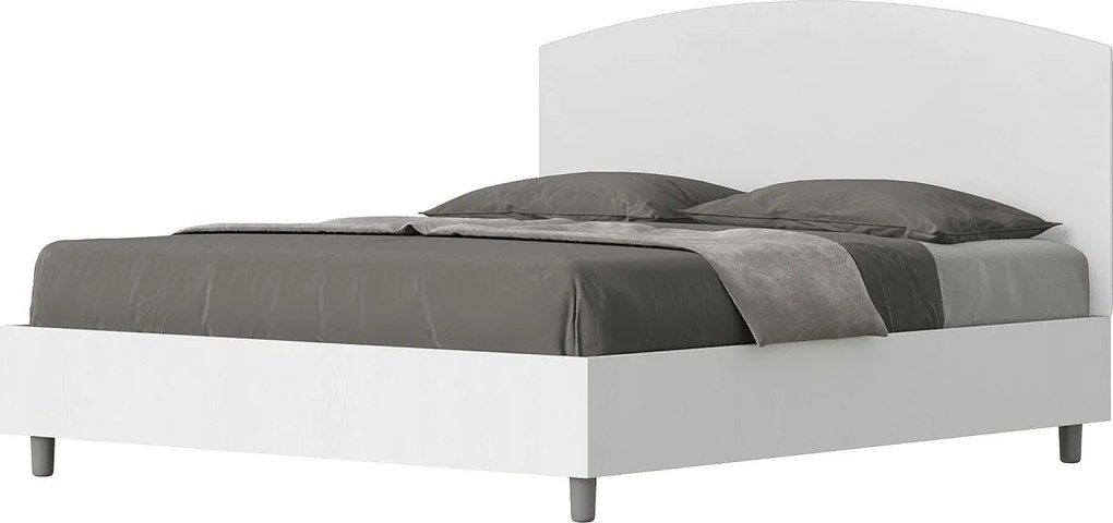 Łóżko wyposażone w stelaż z listwami 160x200 konstrukcja Frassino biała zagłówek sztucznej skóry Biały Antilia