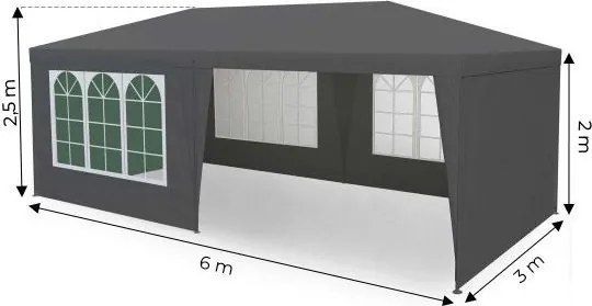 Pawilon ogrodowy 3x6m ze ściankami i oknami - namiot imprezowy, altana eventowa