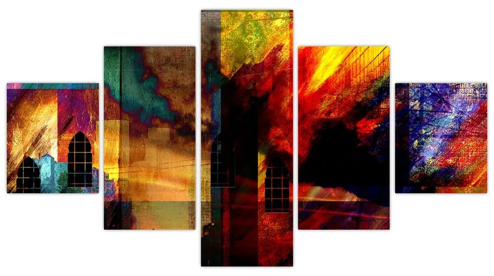 Obraz - Kolorowa abstrakcja miasta (125x70 cm)
