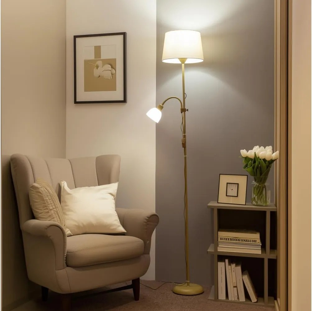 Brilagi - Lampa stojąca CERIA 2 w 1 1xE27/100W/230V + 1xE14/25W złota/beżowa