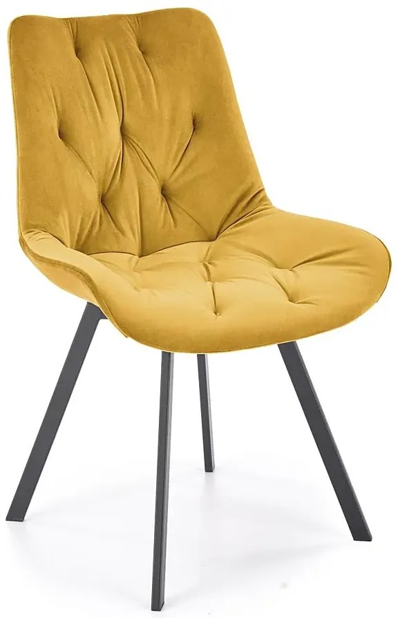 Musztardowy fotel do biurka dla dzieci bez kółek M5-H48