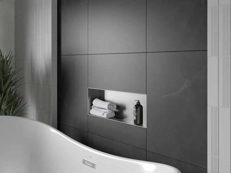 Mexen X-Wall-NR półka wnękowa bez kołnierza 60 x 20 cm, inox - 1911602010