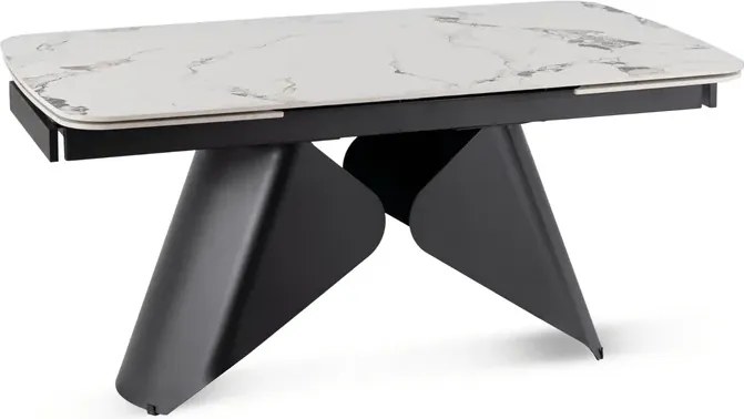 Stół Rozkładany Prostokątny VERONA 160-240 cm Ceramiczny Biały Marmur/Czarny Loft