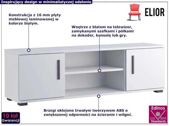 Biała stojąca szafka na telewizor - Lamans 10X