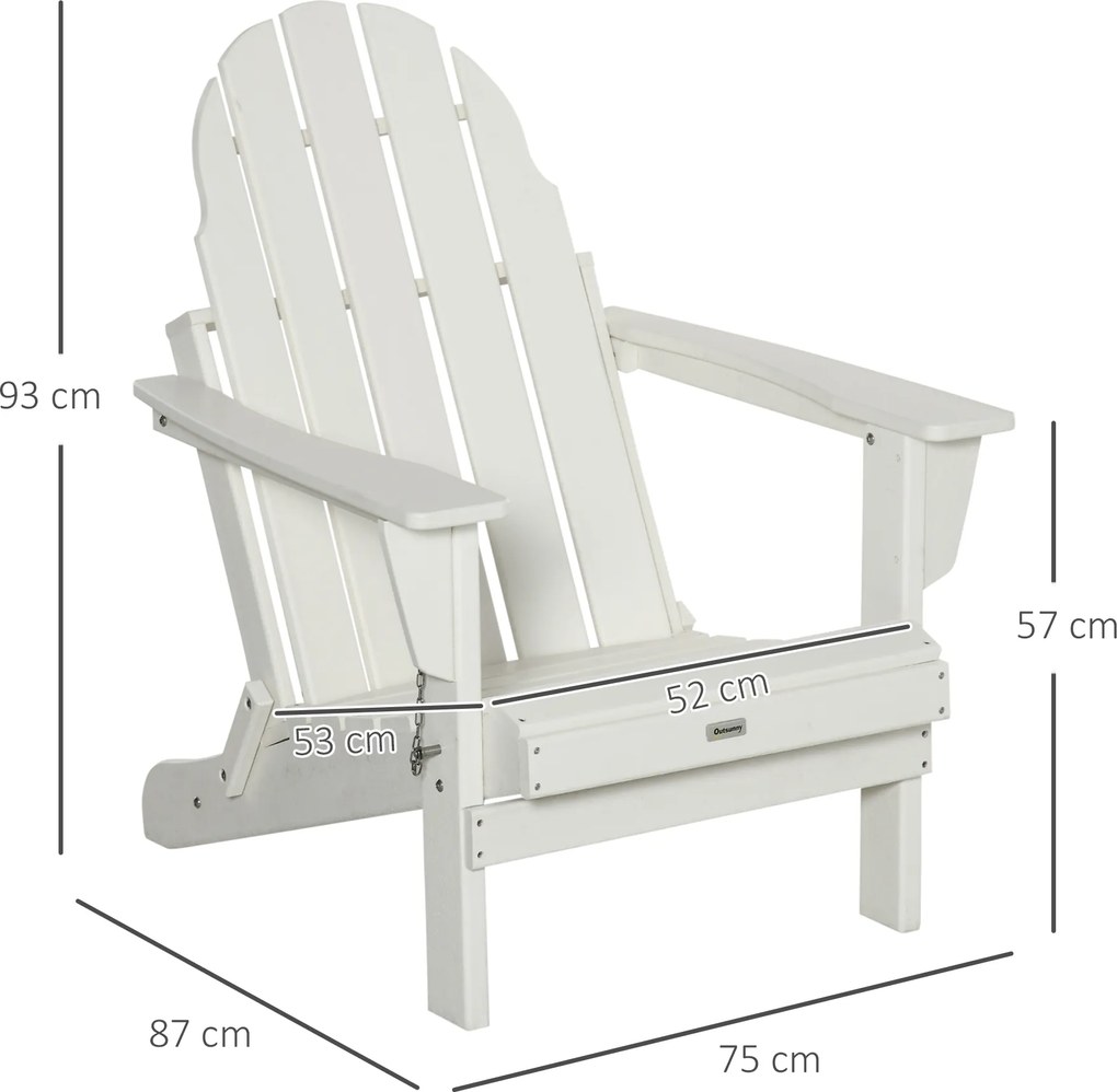 Outsunny krzesło ogrodowe Adirondack kolor biały 75 cm x 87 cm x 93 cm