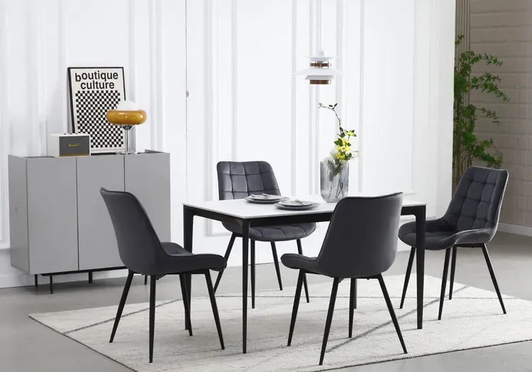 Ciemnoszare welurowe krzesło metalowe P2-Z59