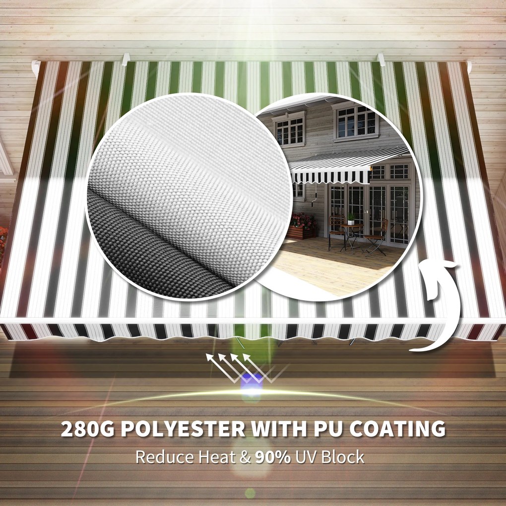 Outsunny Markiza Balkonowa Przegubowa Manualna 395x245cm Ochrona Przed Słońcem Montaż Ścienny Aluminium Biały Szary | Aosom PL