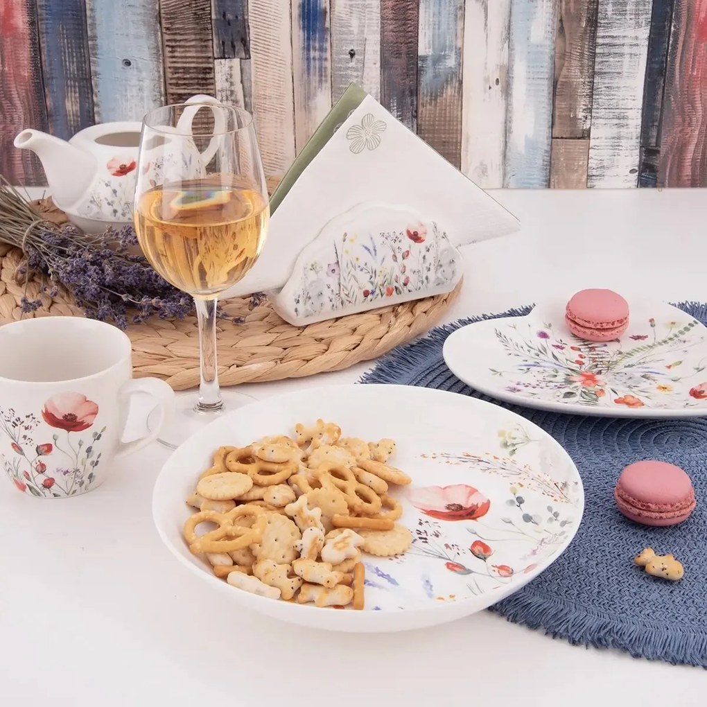 Orion Zestaw porcelanowych talerzy głębokich Mak 20,5 cm, 6 szt.
