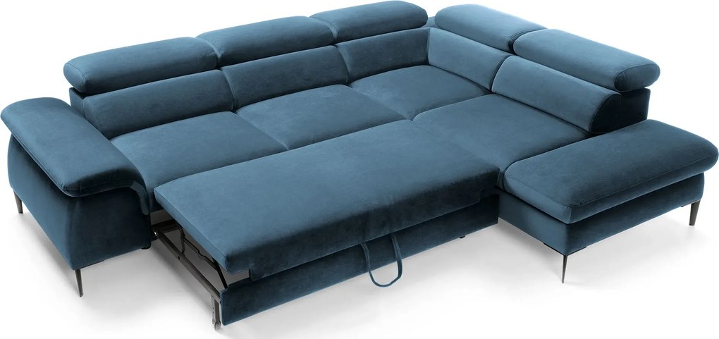 Granatowy nowoczesny narożnik z zagłówkami do salonu Z7-H48