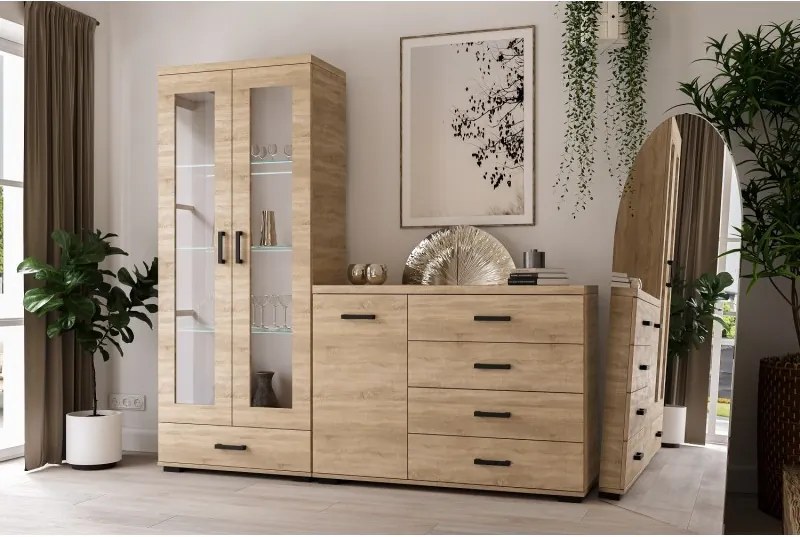 Pojemna biała komoda z 4 szufladami 120 cm do salonu