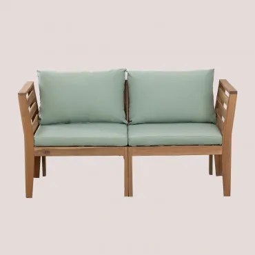 Filips 2-częściowa Modułowa Sofa Ogrodowa Z Podłokietnikami Z Drewna Akacjowego Awokado - Sklum