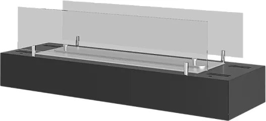 60 cm, matowy, czarny, blatowy palnik na bioetanol ze stali nierdzewnej z szybą