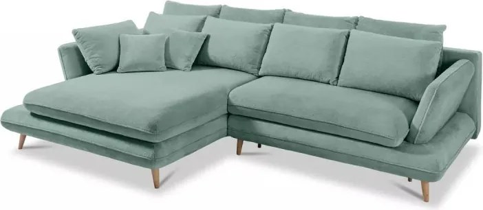 Narożnik MONTE Lewostronny z funkcją spania, pojemnikiem i poduszkami, Sorriso 08 Miętowy WERSAL