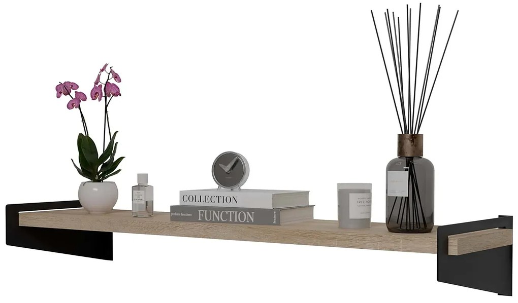 Wisząca półka nad biurko w stylu loft czarny + dąb sonoma N2-F51