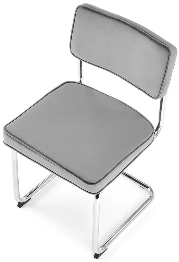 Szare tapicerowane krzesło bauhaus welurowe - Radag