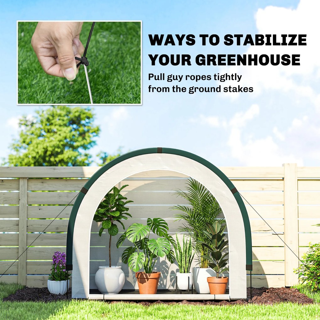 Outsunny Szklarnia z kopułowym dachem, składana foliowa szklarnia 200 x 80 x 164 cm Zielona | Aosom PL