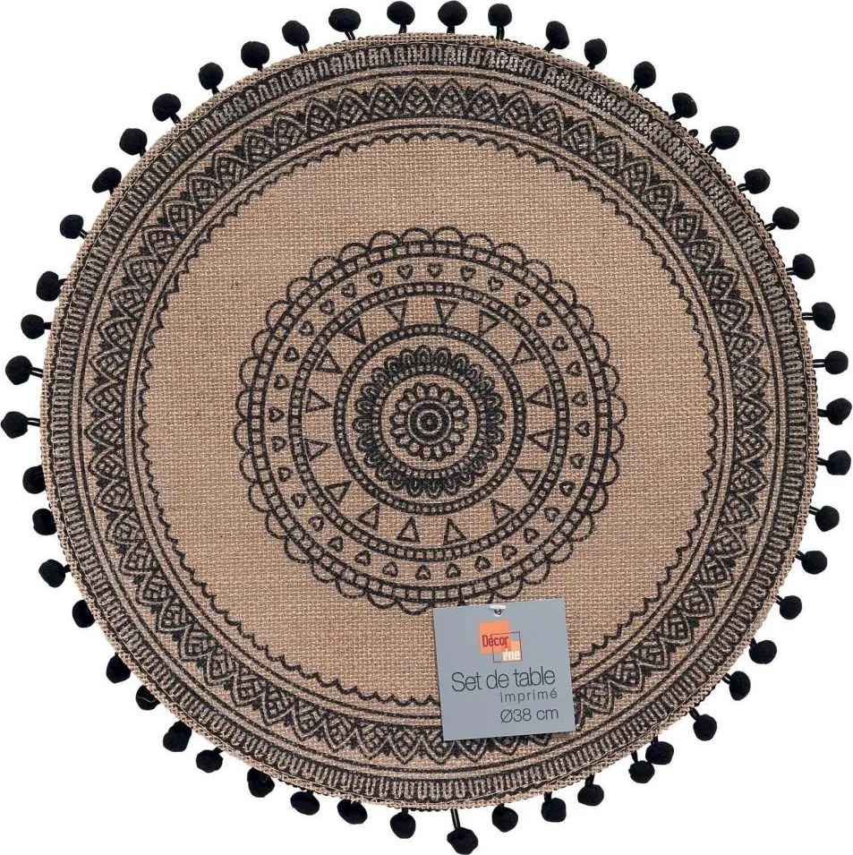 Podkładka pod talerz RENATA z juty, pompony, Ø 38 cm
