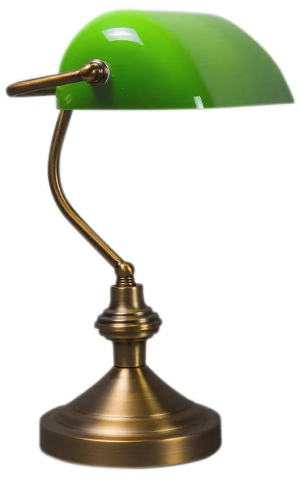 Klasyczna lampa stołowa/lampa notariusza brązowa ze szklanym kloszem w kolorze zielonym - Banker klasyczny/Antyczny Oswietlenie wewnetrzne