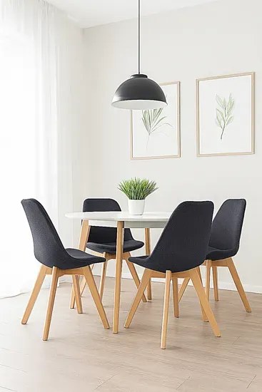 Stylowe tapicerowane krzesło drewniane ciemny popiel L6-R09