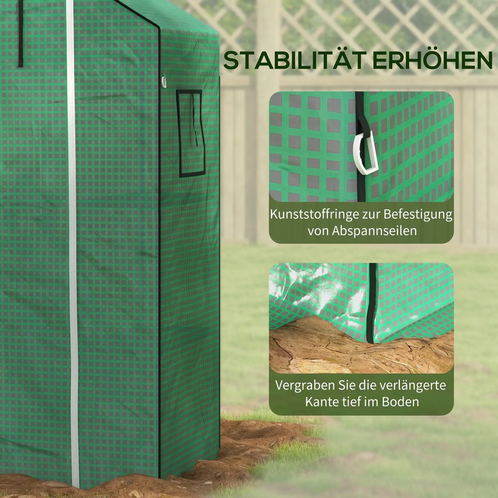 Outsunny Zastępcza Folia do Szklarni, Rolowane Drzwi, Okno Siatkowe, Zielony, 143 x 70 x 190cm, Zielony