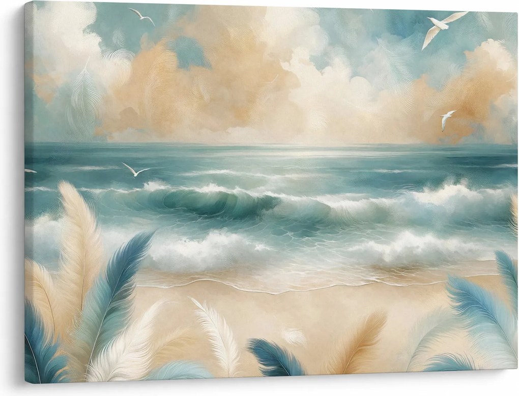 Obraz – Malowana plaża w delikatnych kolorach (70x50 cm)
