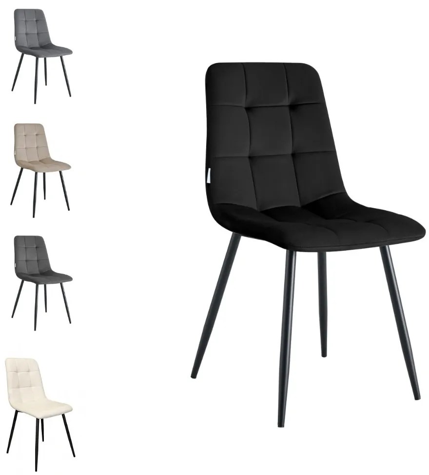 Krzesło FOX z przeszyciem tkanina Welur noga metalowa