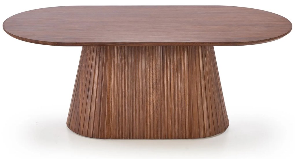 Ława do salonu owalna, orzech MDF 120/60/46 cm GISELA