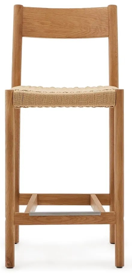 Hoker z litego drewna dębowego w naturalnym kolorze (wysokość siedziska 65 cm) Yalia – Kave Home