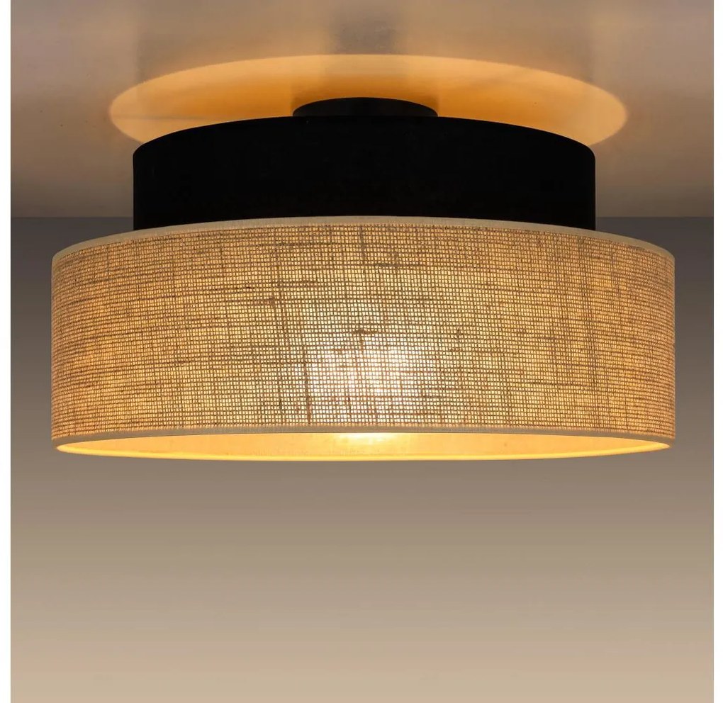 Plafon BOHO 1xE27/60W/230V śr. 40 cm czarny/beżowy