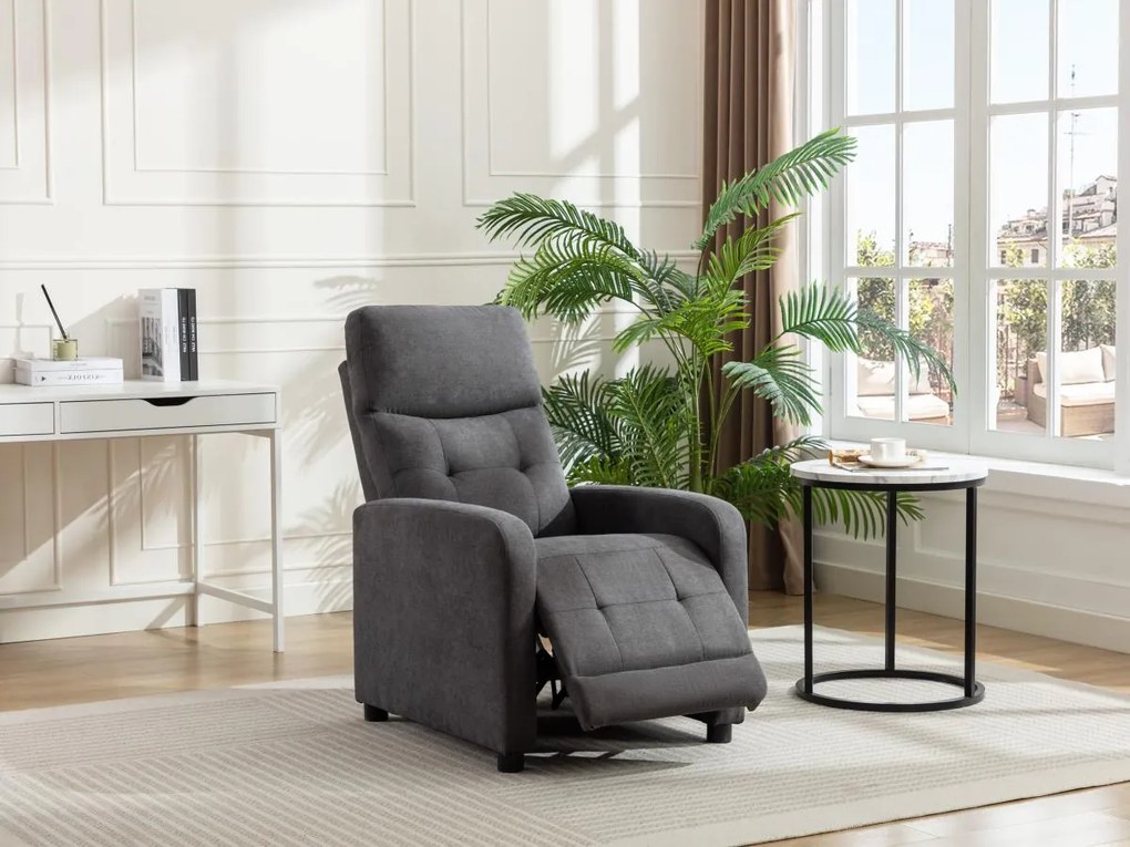Fotel z funkcją relax tapicerowany antracytowy – JARAMILO