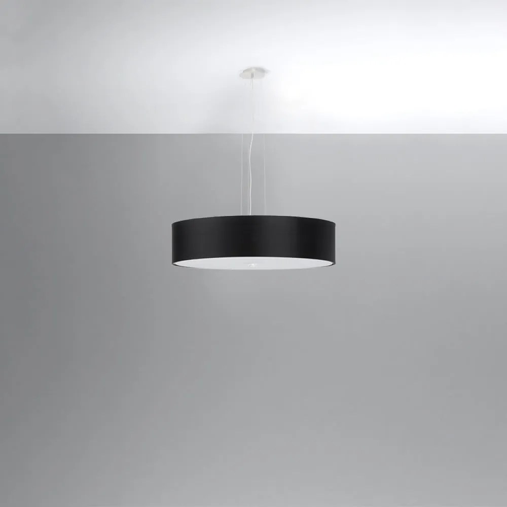 Czarna lampa wisząca z tekstylnym kloszem ø 50 cm Herra – Nice Lamps
