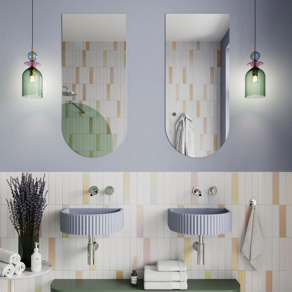 Lustro półowalne bez ramy oszlifowane obracalne bez podświetlenia ARCH | Różne rozmiary | Różne kolory szkła : Kolor tafli szkła - Grafit, Rozmiar - 50 x 100 cm