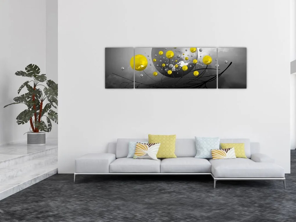 Obraz - żółte abstrakcyjne kule (170x50 cm)