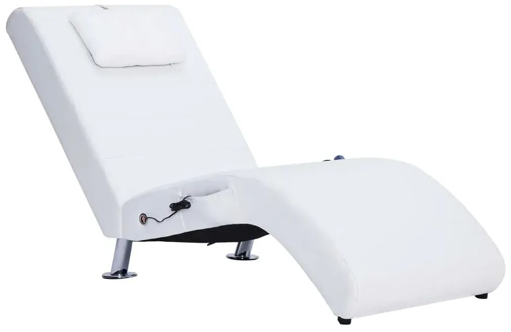 Elegancka biała leżanka masująca z ekoskóry H0-B51
