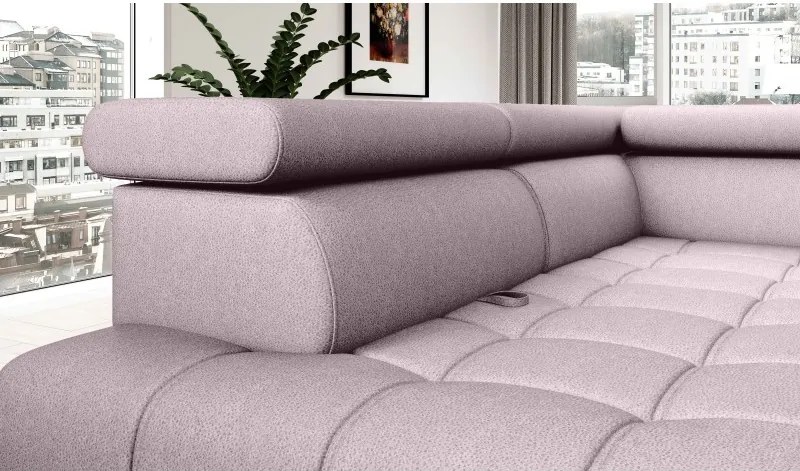 Narożnik BAGGIO Prawostronny z funkcją spania, wolnostojący tkanina LETTO 60 Pudrowy Róż WERSAL