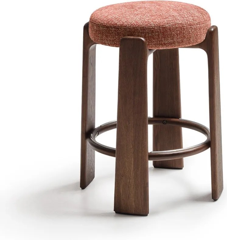 Hoker z litego drewna jesionowego w kolorze terakoty/w ciemnym naturalnym kolorze (wysokość siedziska 65 cm) Granite – Kave Home