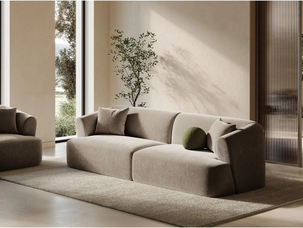Jasnobrązowa aksamitna sofa 255 cm Campi – Cosmopolitan Design