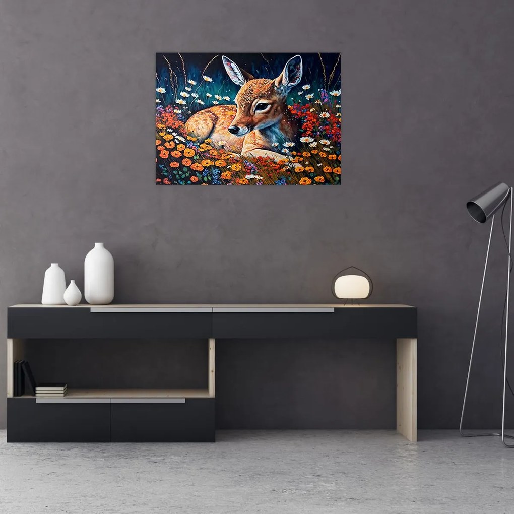 Obraz - Malowany jeleń (70x50 cm)